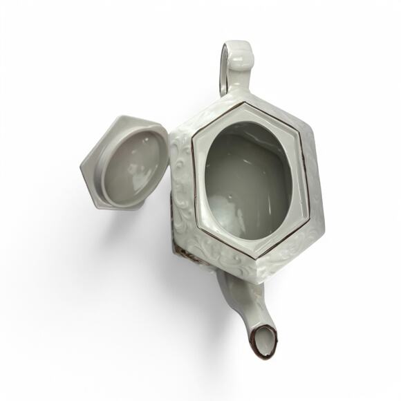 Vintage 1960s Ellgreave Staffordshire Ironstone Teapot Safe Harbor Transferware - Picture 8 of 16